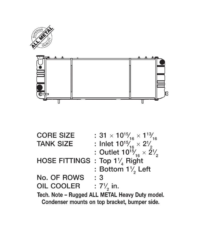 CSF 91-01 Jeep Cherokee 4.0L (LHD Only) Heavy Duty 3 Row All Metal Radiator - Corvette Realm