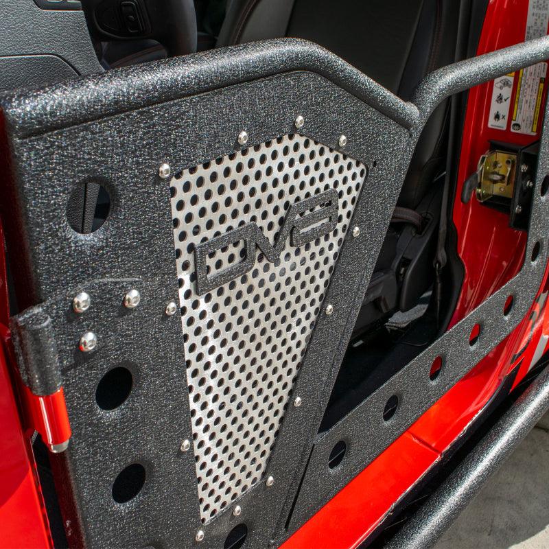 DV8 Offroad Jeep 18+ Wrangler JL / 20+ Gladiator JT Front Rock Doors w/ Perforated Aluminum Mesh - Corvette Realm