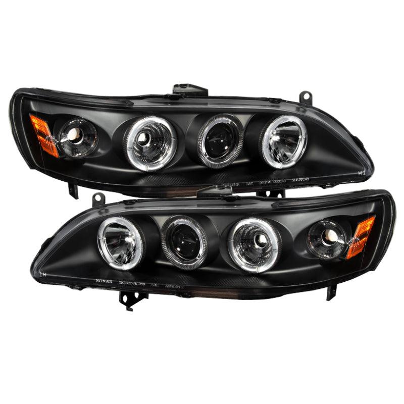 Spyder Honda Accord 98-02 1PC Projector Headlights LED Halo Amber Reflctr Blk PRO-YD-HA98-AM-BK - Corvette Realm