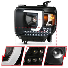 Load image into Gallery viewer, ANZO 2014-2015 Gmc Sierra 1500HD Projector Plank Style Headlight Black W/ Drl - Corvette Realm