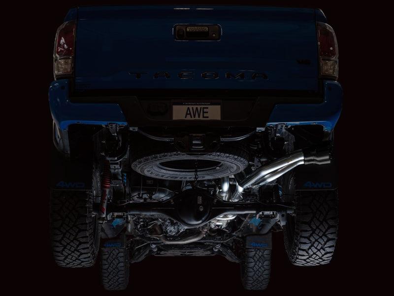 AWE 16-22 Toyota Tacoma 0FG Catback Exhaust w/ BashGuard - Dual Diamond Black Tips - Corvette Realm