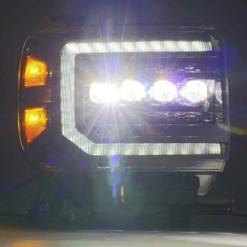 AlphaRex 14-18 GMC Sierra NOVA LED Proj Headlights Plnk Style Alpha Blk w/Activ Light/Seq Signal/DRL - Corvette Realm