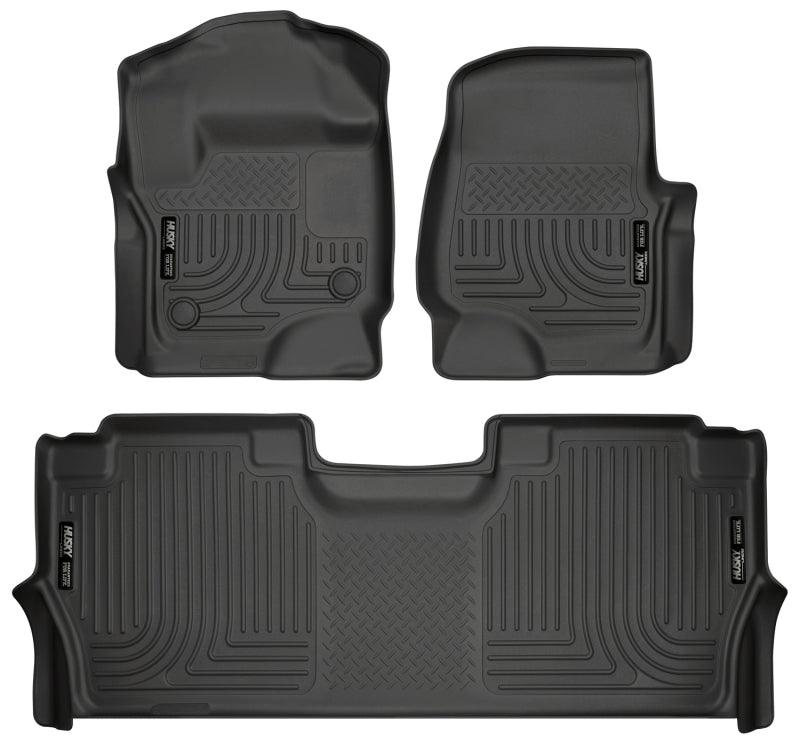 Husky Liners 17-19 F-250/F-350/F-450 Crew Cab Weatherbeater Black Front & 2nd Seat Floor Liners - Corvette Realm