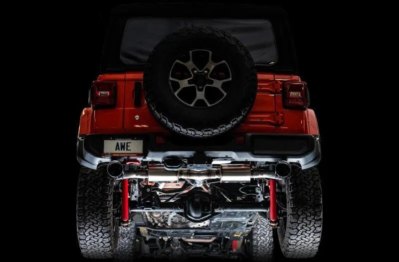 AWE Tuning 2018+ Jeep Wrangler JL/JLU Tread Edition Axle-Back Dual Exhaust - Diamond Black Tips - Corvette Realm