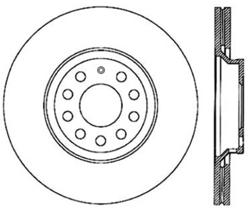 StopTech 09-13 VW CC 3.6L VR6 / 08-09 & 12 Golf R/Golf R32 Drilled Right Rear Rotor - Corvette Realm