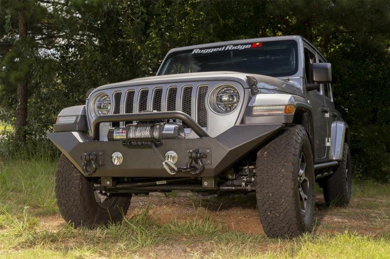 Rugged Ridge Spartan Front Bumper HCE W/Overrider 18-20 Jeep Wrangler JL/JT - Corvette Realm