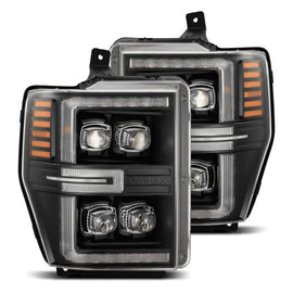 AlphaRex 08-10 Ford F250-550 NOVA-Series LED Projector Headlights Black w/Activ Light/Seq Signal - Corvette Realm