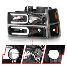 Load image into Gallery viewer, ANZO 88-98 Chevrolet C1500 Crystal Headlights w/ Light Bar Black Housing w/ Signal Side Markers 8Pcs - Corvette Realm