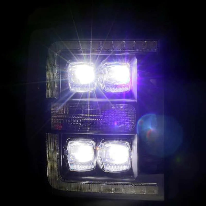 AlphaRex 11-16 Ford F-350 SD NOVA LED Proj Headlights Plank Style Chrm w/Activ Light/Seq Signal - Corvette Realm