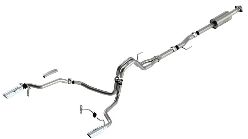 Borla F-150 21-25 2.7L/3.5L 4dr CC SB EC STB Lari/King R/Plinum/LTD 3/2.25 SRE CCat-Back Exhaust S-Type Chrome Tips