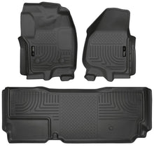 Load image into Gallery viewer, Husky Liners 2012.5 Ford SD Super Cab WeatherBeater Combo Black Floor Liners (w/o Manual Trans Case) - Corvette Realm