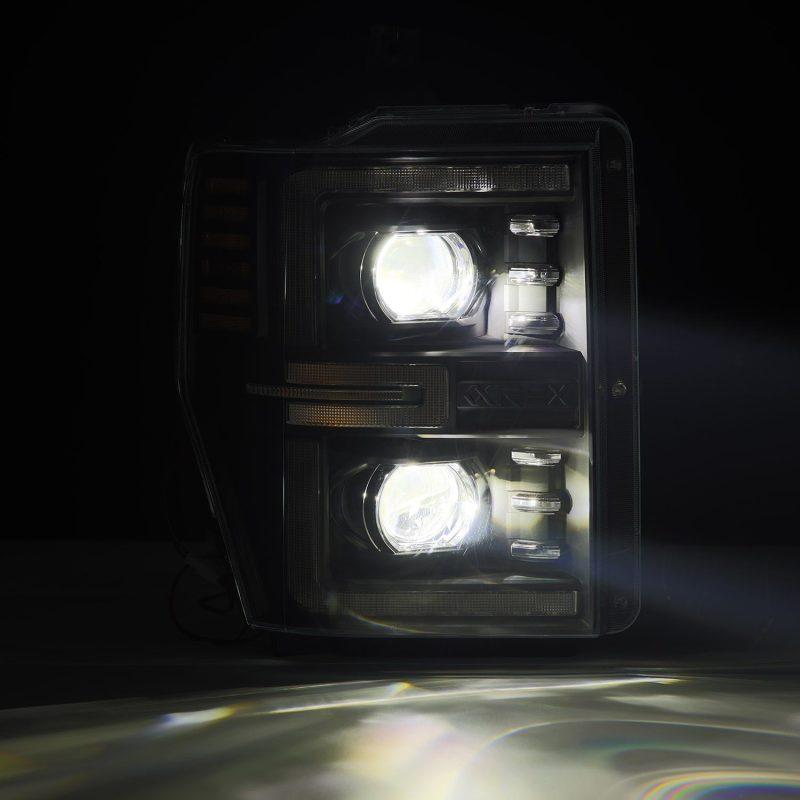 AlphaRex 08-10 Ford F250-550 LUXX-Series LED Projector Headlights Black w/Activ Light/Seq Signal - Corvette Realm