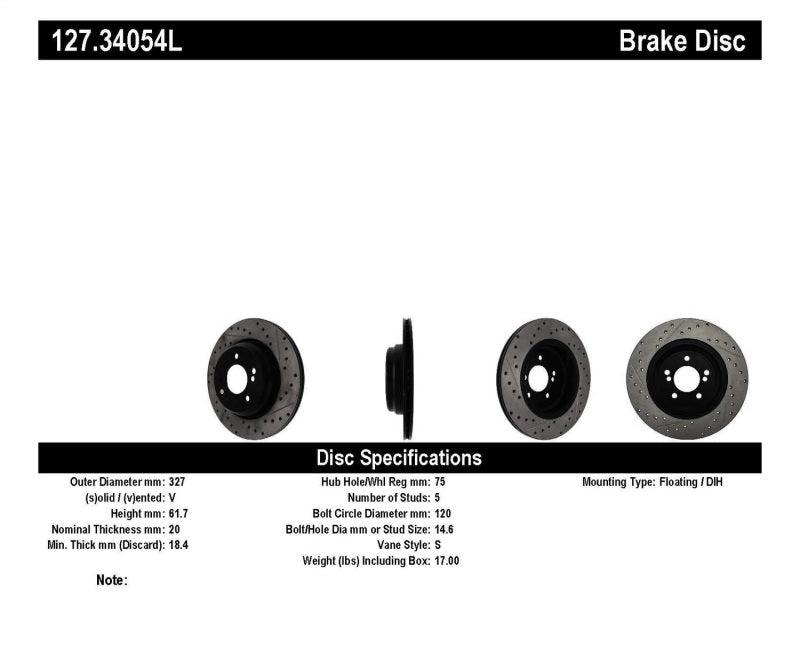 StopTech 00-03 BMW M5 (E39) Slotted & Drilled Left Rear Rotor - Corvette Realm