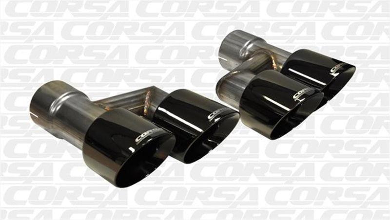 Corsa 15-16 Ford Mustang GT 5.0 Black Quad Tips Kit - Corvette Realm