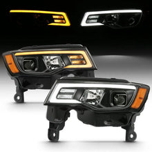 Load image into Gallery viewer, ANZO 2017-2018 Jeep Grand Cherokee Projector Headlights w/ Plank Style Switchback - Black w/ Amber - Corvette Realm