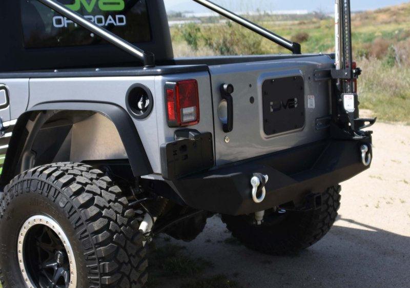 DV8 Offroad 07-18 Jeep Wrangler JK Steel Mid Length Rear Bumper - Corvette Realm