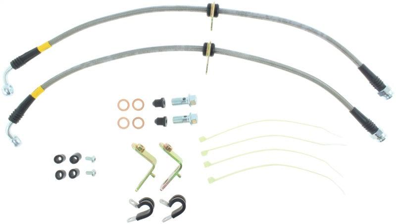 StopTech 11-14 Ford Mustang GT 5.0L V8 Stainless Steel Front Brake Lines - Corvette Realm