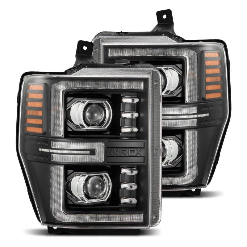 AlphaRex 08-10 Ford F250-550 LUXX-Series LED Projector Headlights Black w/Activ Light/Seq Signal - Corvette Realm