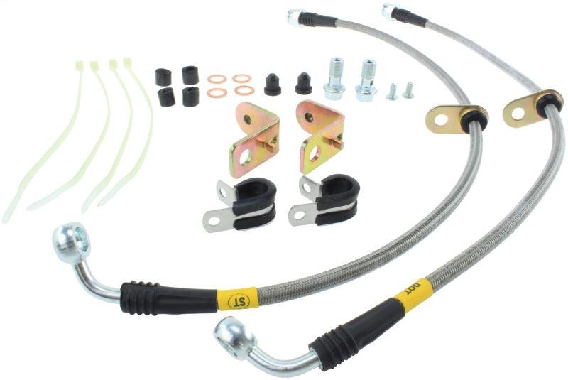 StopTech 11-14 Ford Mustang GT 5.0L V8 Stainless Steel Front Brake Lines - Corvette Realm