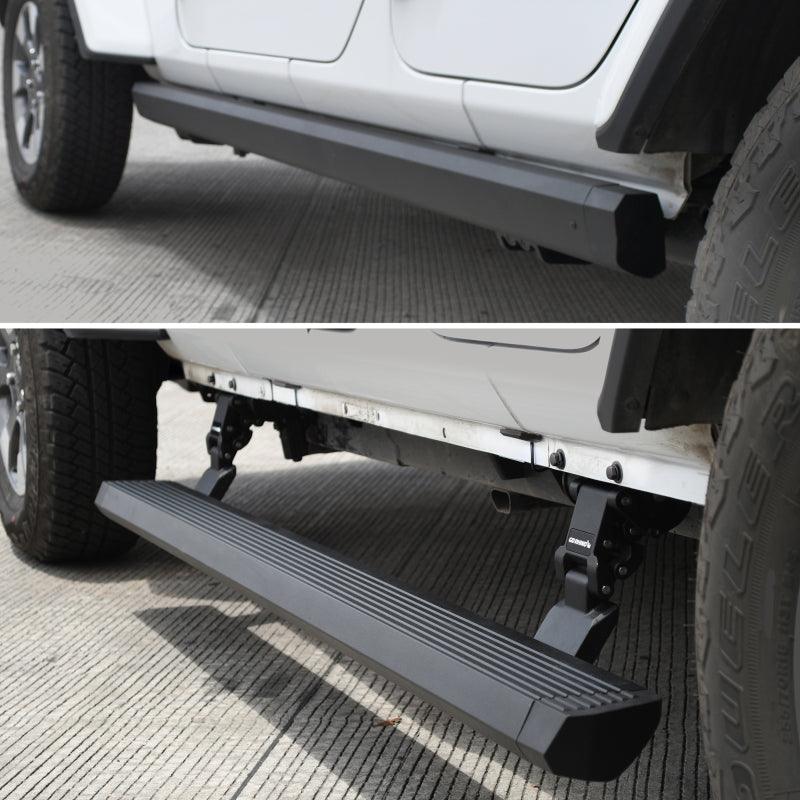 Go Rhino 18-23 Jeep Wrangler 4dr E-BOARD E1 Electric Running Board Kit (Drilling Req.) - Tex. Blk - Corvette Realm