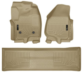 Husky Liners 2012.5 Ford SD Crew Cab WeatherBeater Combo Tan Floor Liners (w/o Manual Trans Case) - Corvette Realm