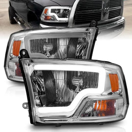 ANZO 2009-2018 Dodge Ram 1500/ 2500/ 3500 Crystal Headlights w/ Light Bar Chrome Housing - Corvette Realm