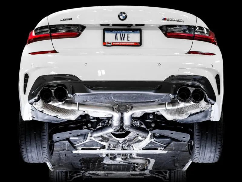 AWE Tuning 2019+ BMW M340i (G20) Track Edition Exhaust - Quad Diamond Black Tips - Corvette Realm