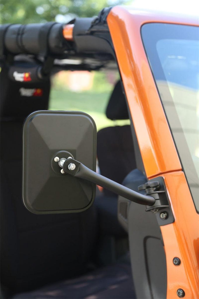 Rugged Ridge 97-18 Jeep Wrangler Textured Black Rectangluar Quick Release Mirror - Corvette Realm