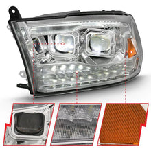 Load image into Gallery viewer, ANZO 2009-2018 Dodge Ram 1500 Led Projector Plank Style Switchback H.L Halo Chrome Amber (OE Style) - Corvette Realm