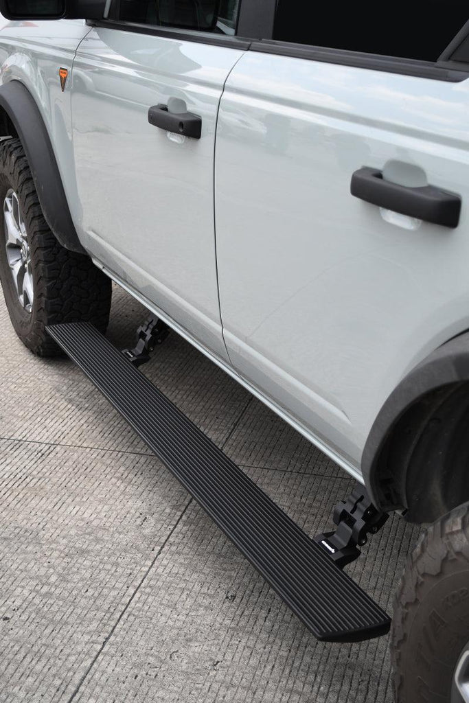 Go Rhino 21-23 Ford Bronco 4dr E-BOARD E1 Electric Running Board Kit (No Drill) - Tex. Blk - Corvette Realm