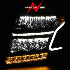 ANZO 15-20 Chevy Tahoe/Suburban LED Light Bar Style Headlights Black w/Sequential w/DRL w/Amber - Corvette Realm