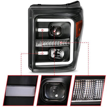 Load image into Gallery viewer, ANZO 2011-2016 Ford F250 Projector Headlights w/ Plank Style Switchback Black w/ Amber - Corvette Realm