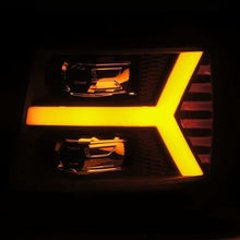 Load image into Gallery viewer, AlphaRex 07-13 Chevy 1500 LUXX LED Proj Headlights Plank Style Jet Blk w/ Activ Light/Seq Signal/DRL - Corvette Realm