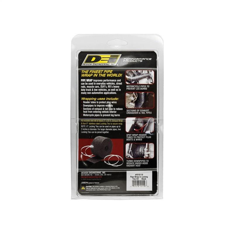 DEI Exhaust Wrap Kit - Pipe Wrap and Locking Tie - Black - Corvette Realm