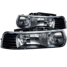 ANZO 1999-2002 Chevrolet Silverado 1500 Crystal Headlights Black - Corvette Realm