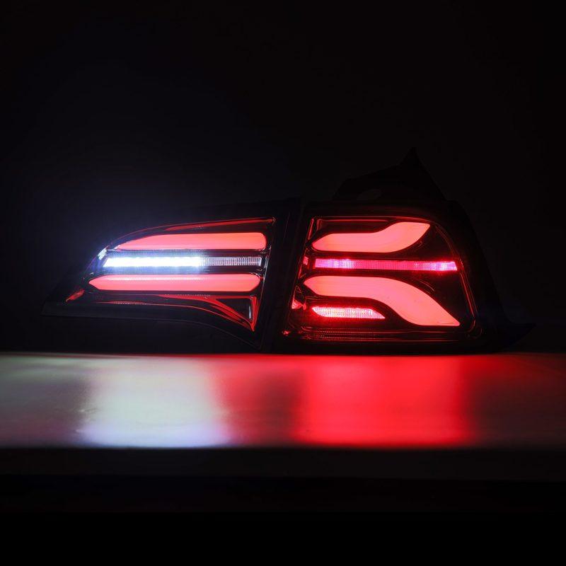 AlphaRex 17-22 Tesla Model 3 PRO-Series LED Tail Lights Jet Black w/Seq Sig - Corvette Realm