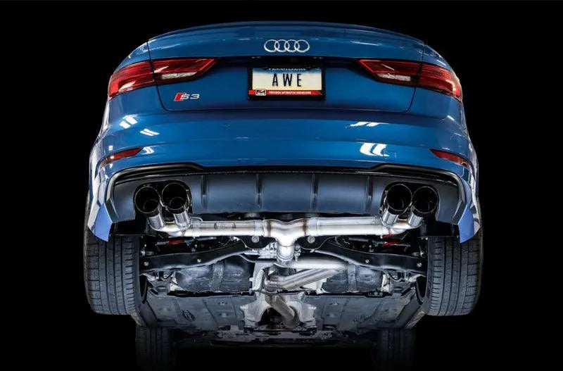 AWE Tuning Audi 8V S3 Track Edition Exhaust w/Diamond Black Tips 102mm - Corvette Realm