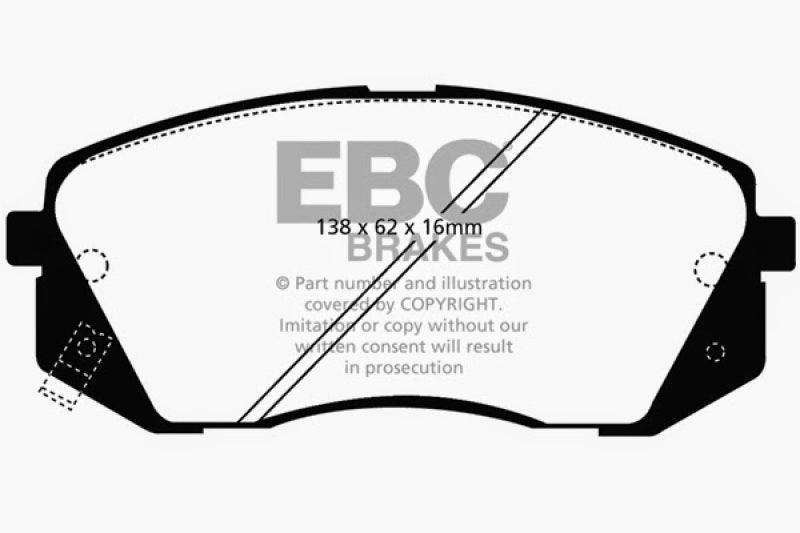 EBC 15+ Hyundai Sonata 1.6 Turbo (Elec Park Brake) Redstuff Front Brake Pads - Corvette Realm