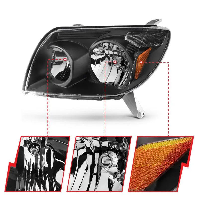 ANZO 2003-2005 Toyota 4Runner Crystal Headlights Black - Corvette Realm