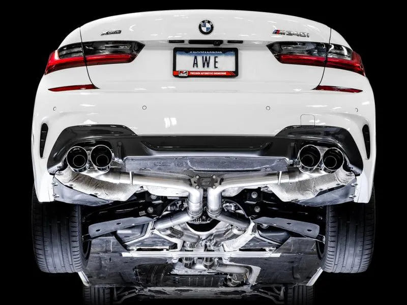 AWE Tuning 2019+ BMW M340i (G20) Track Edition Exhaust - Quad Chrome Silver Tips - Corvette Realm