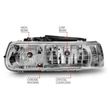 Load image into Gallery viewer, ANZO 1999-2002 Chevrolet Silverado 1500 Crystal Headlights Chrome - Corvette Realm