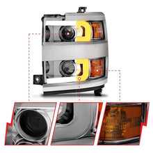 Load image into Gallery viewer, ANZO Projector Headlights 15-17 Chevrolet Silverado 2500HD / 3500HD Chrome w/ Chrome Rim - Corvette Realm
