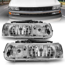 ANZO 1999-2002 Chevrolet Silverado 1500 Crystal Headlights Chrome - Corvette Realm