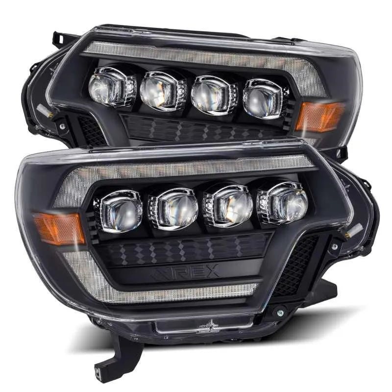 AlphaRex 12-15 Toyota Tacoma NOVA LED Proj Headlights Plank Style Black w/Activ Light/Seq Signal/DRL - Corvette Realm