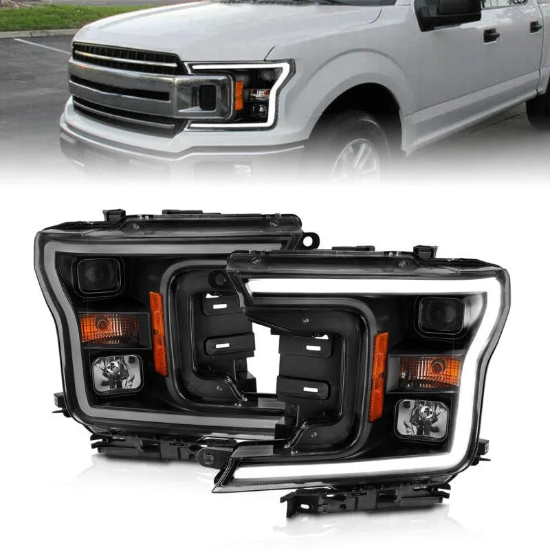 ANZO 2018-2019 Ford F-150 Projector Plank Style H.L. Black Amber (Without Switchback) - Corvette Realm