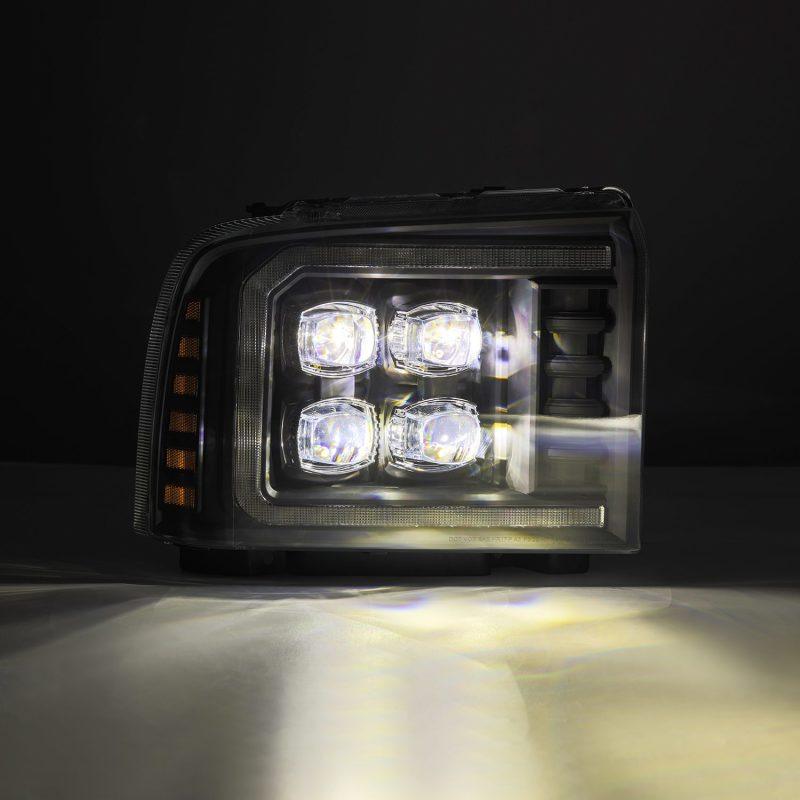 AlphaRex 05-07 Ford F250/350/450/550 Super Duty NOVA LED Proj HL Blk w/Actv Light & Seq Sig + SB DRL - Corvette Realm