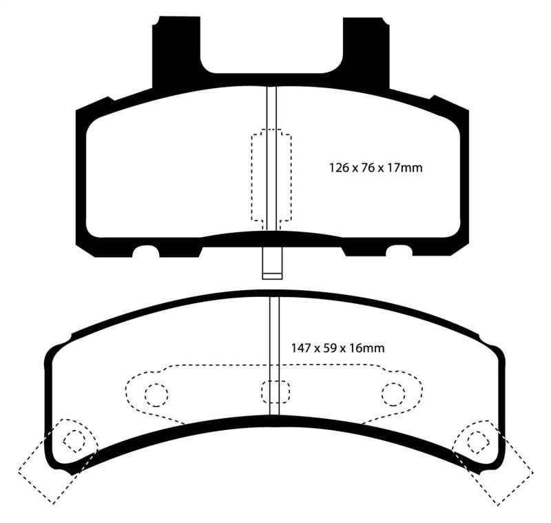 EBC 97-99 Cadillac Deville 4.6 (Rear Drums) Yellowstuff Front Brake Pads - Corvette Realm