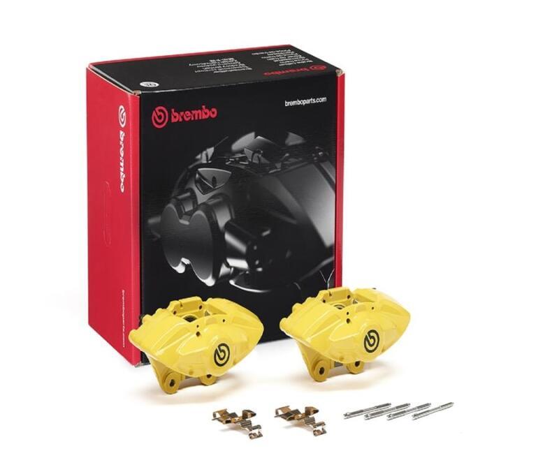 Brembo OE BMW 16-21 M2/17-18 M3/17-20 M4 Hydraulic Rear X-Style Brake Calipers - Yellow - Corvette Realm