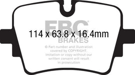 EBC 14+ Jaguar F-Type (Cast Iron Rotors Only) 5.0 Supercharged (490) Redstuff Rear Brake Pads - Corvette Realm