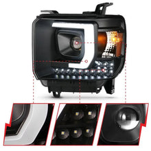 Load image into Gallery viewer, ANZO 2014-2015 Gmc Sierra 1500HD Projector Plank Style Headlight Black W/ Drl - Corvette Realm